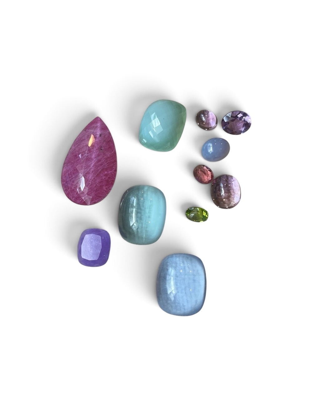 Multi-Color Gemstones Mixed Lot Jewelry Making - Purple, Teal, Pink, Blue